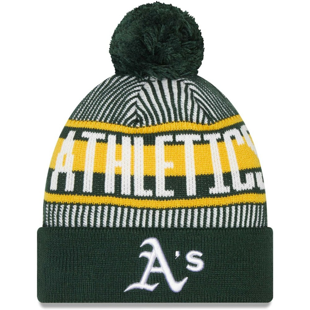 Athletics New Era Striped Cuffed Knit Hat with Pom | MLB US