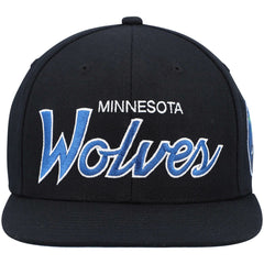 Minnesota Timberwolves Hardwood Classics Script 2.0 Snapback Hat On Sale