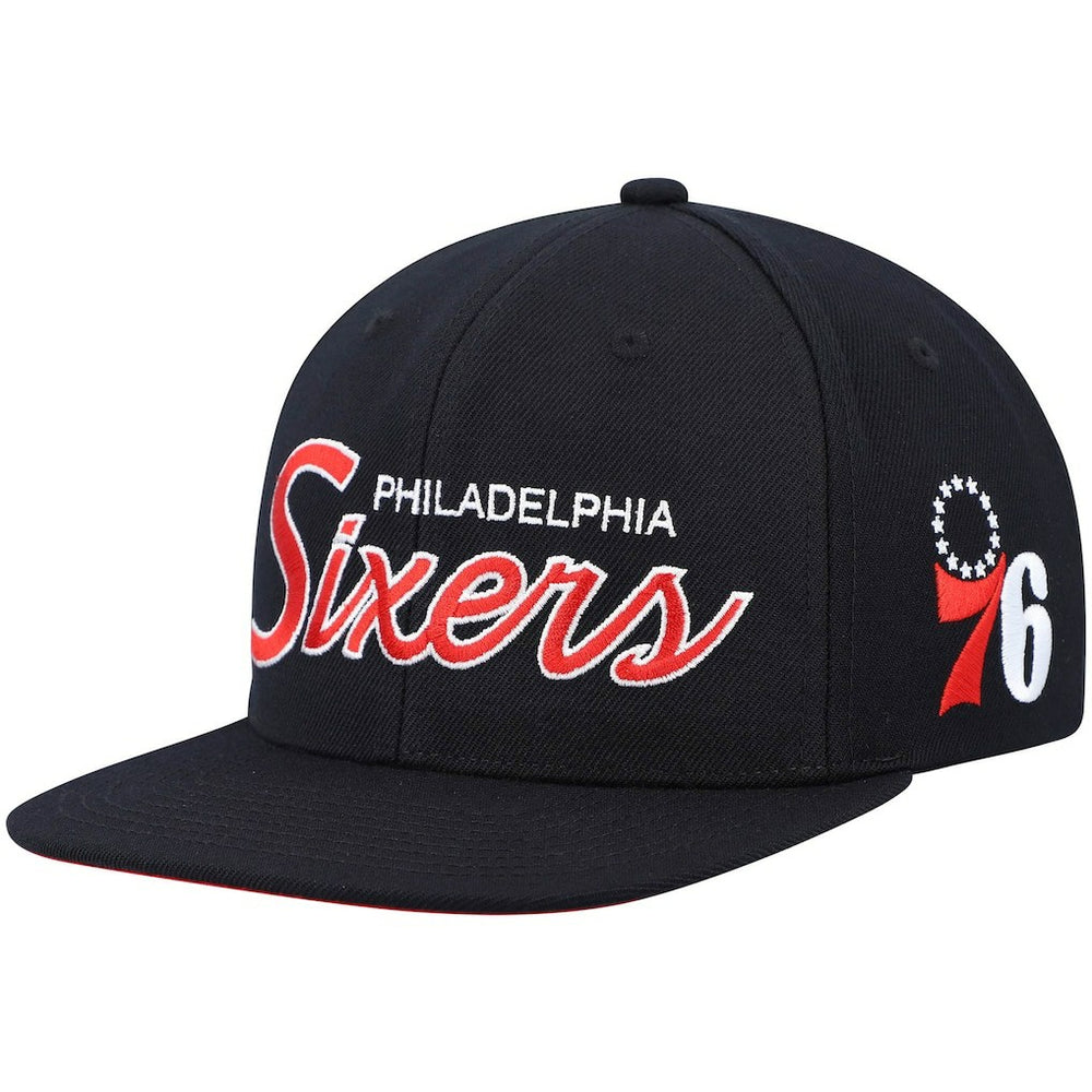 Philadelphia 76ers Hardwood Classics Script 2.0 Snapback Hat For Sale