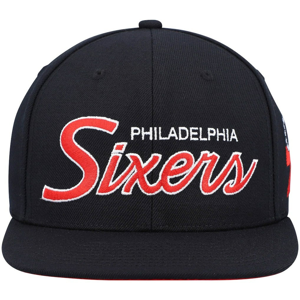 Philadelphia 76ers Hardwood Classics Script 2.0 Snapback Hat For Sale