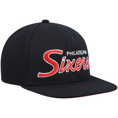 Philadelphia 76ers Hardwood Classics Script 2.0 Snapback Hat For Sale