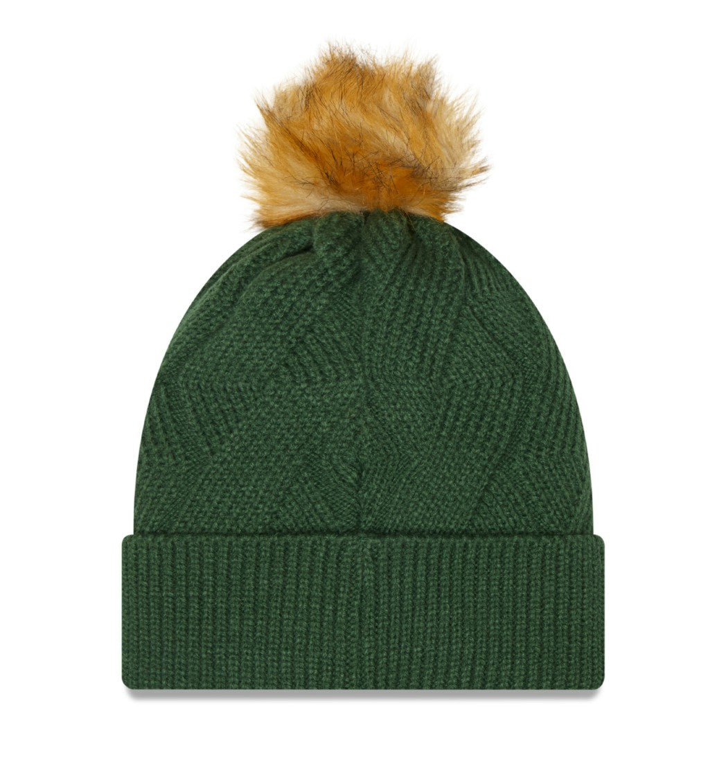 Green Bay Packers New Era Women's Snowy Cuffed Knit Hat with Pom