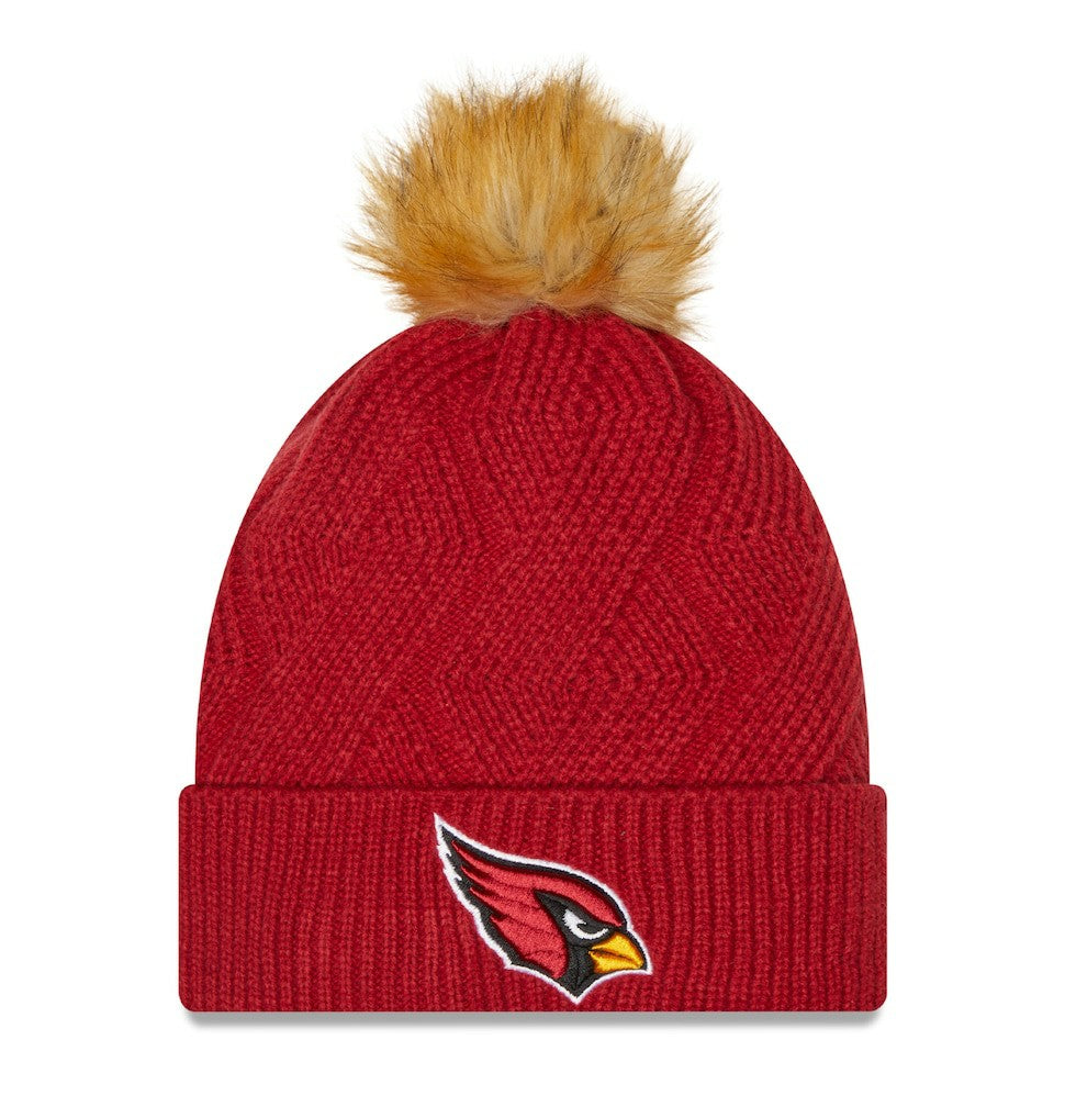 Arizona Cardinals New Era Women's Snowy Cuffed Knit Hat with Pom