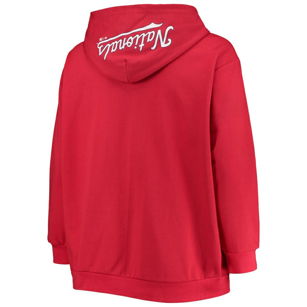 Washington Nationals Women's Plus Size Lace-Up V-Neck Pullover Hoodie | MLB On Sale