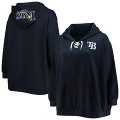 Tampa Bay Rays Women's Plus Size Lace-Up V-Neck Pullover Hoodie | MLB On Sale