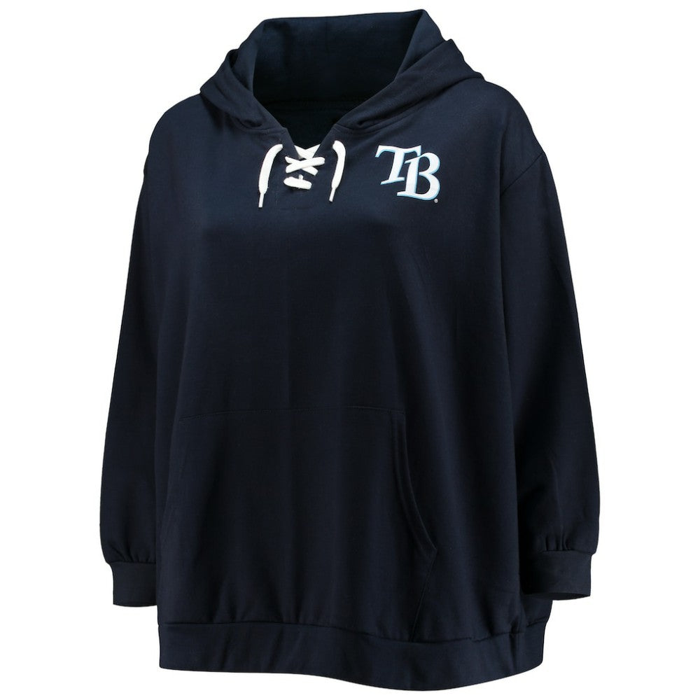 Tampa Bay Rays Women's Plus Size Lace-Up V-Neck Pullover Hoodie | MLB On Sale