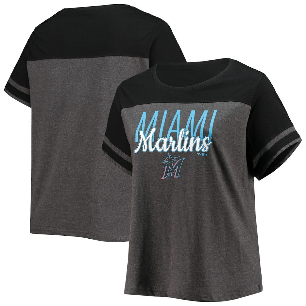 Miami Marlins Women's Plus Size Colorblock T-Shirt | MLB Outlet