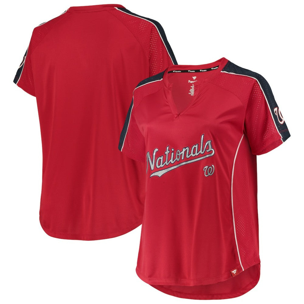Washington Nationals Women's Plus Size Diva Notch Neck Raglan T-Shirt | MLB On Sale