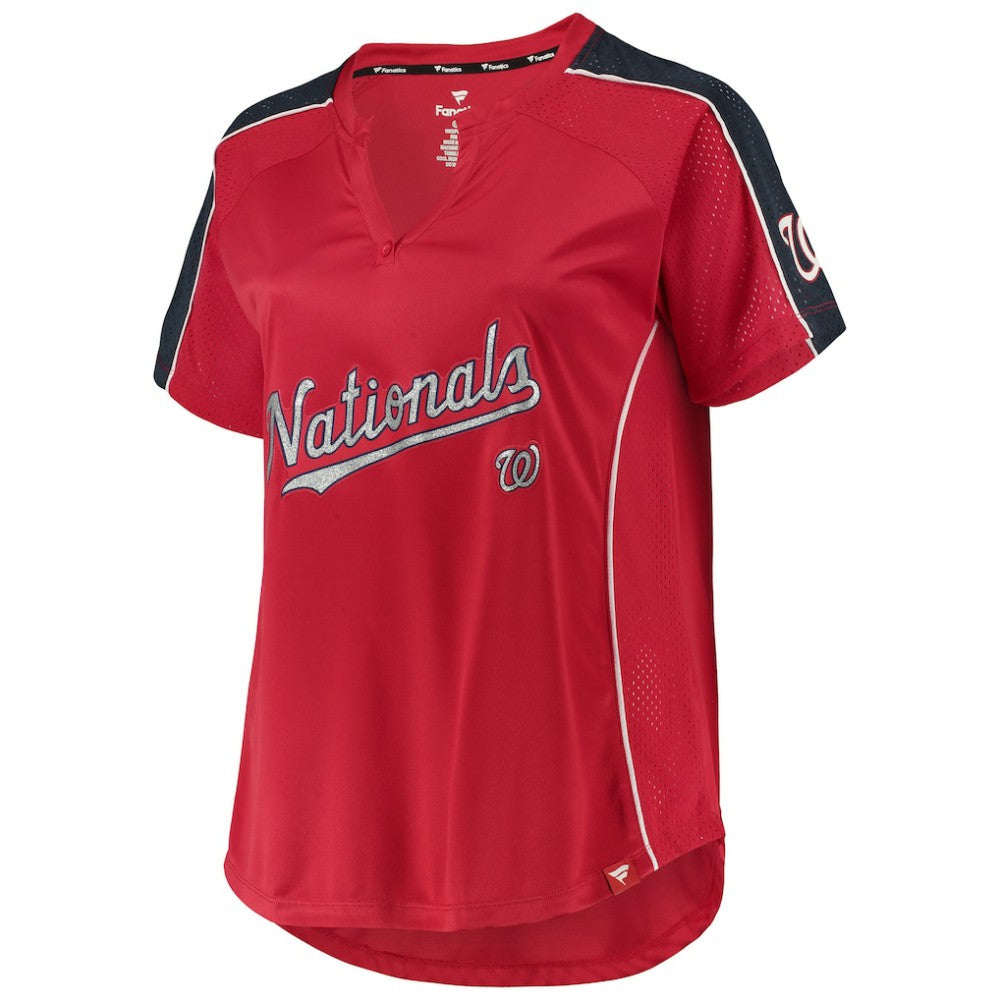 Washington Nationals Women's Plus Size Diva Notch Neck Raglan T-Shirt | MLB On Sale