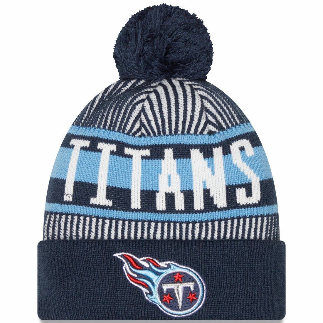 Tennessee Titans New Era Striped Cuffed Knit Hat with Pom