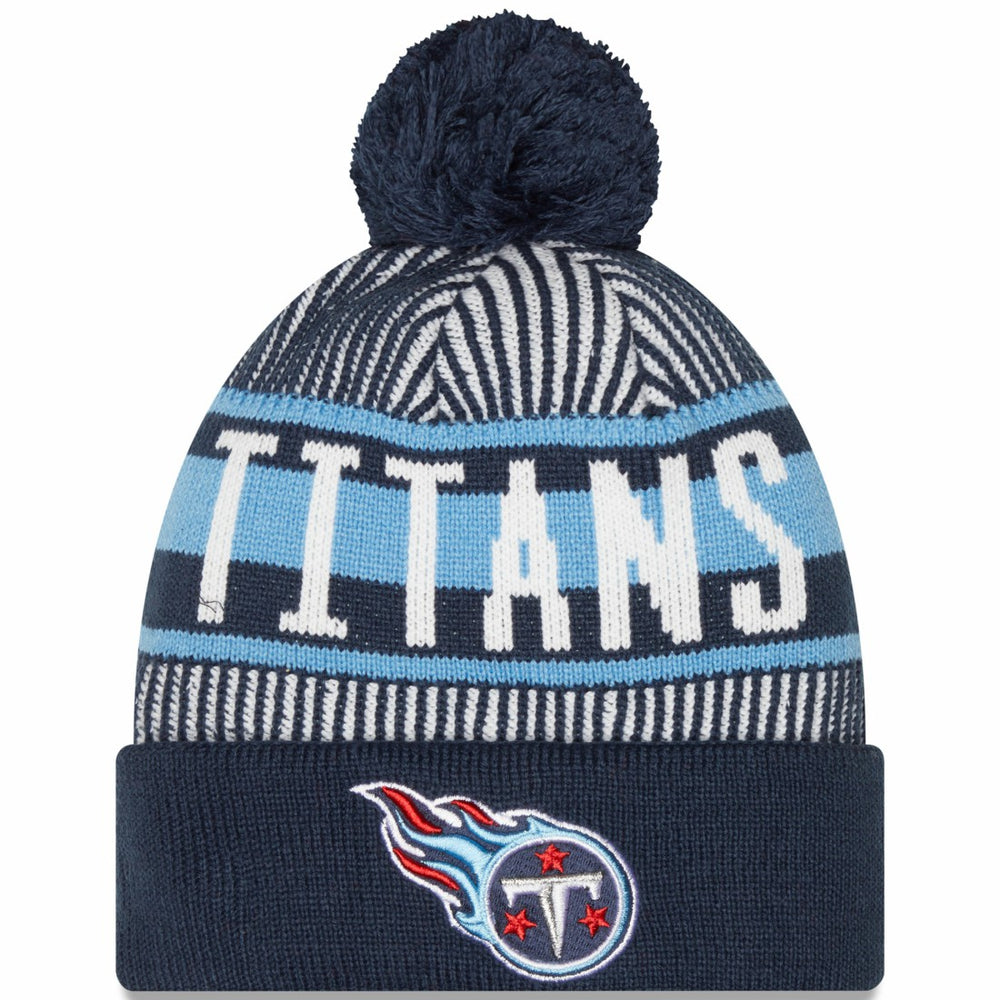 Tennessee Titans New Era Striped Cuffed Knit Hat with Pom