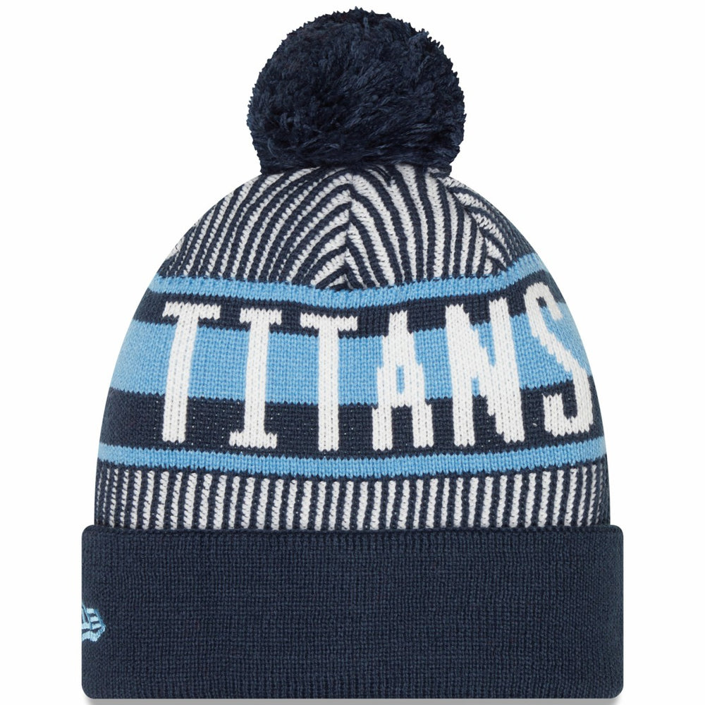Tennessee Titans New Era Striped Cuffed Knit Hat with Pom