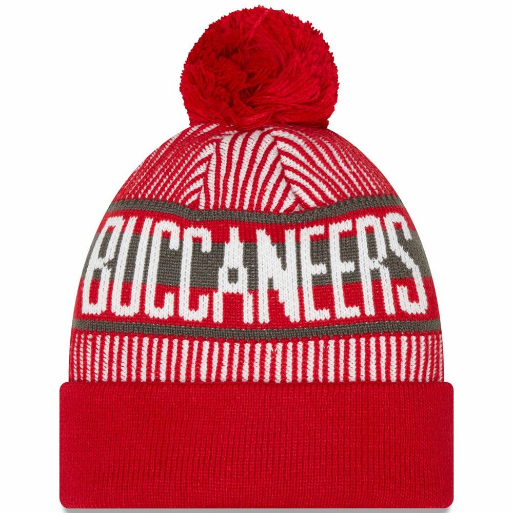 Tampa Bay Buccaneers New Era Striped Cuffed Knit Hat with Pom