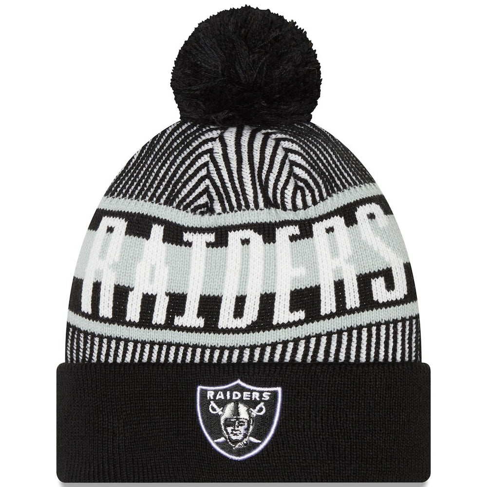 Las Vegas Raiders New Era Striped Cuffed Knit Hat with Pom