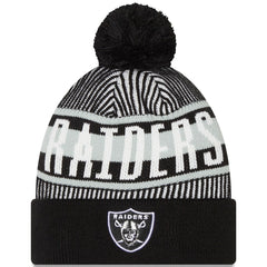 Las Vegas Raiders New Era Striped Cuffed Knit Hat with Pom