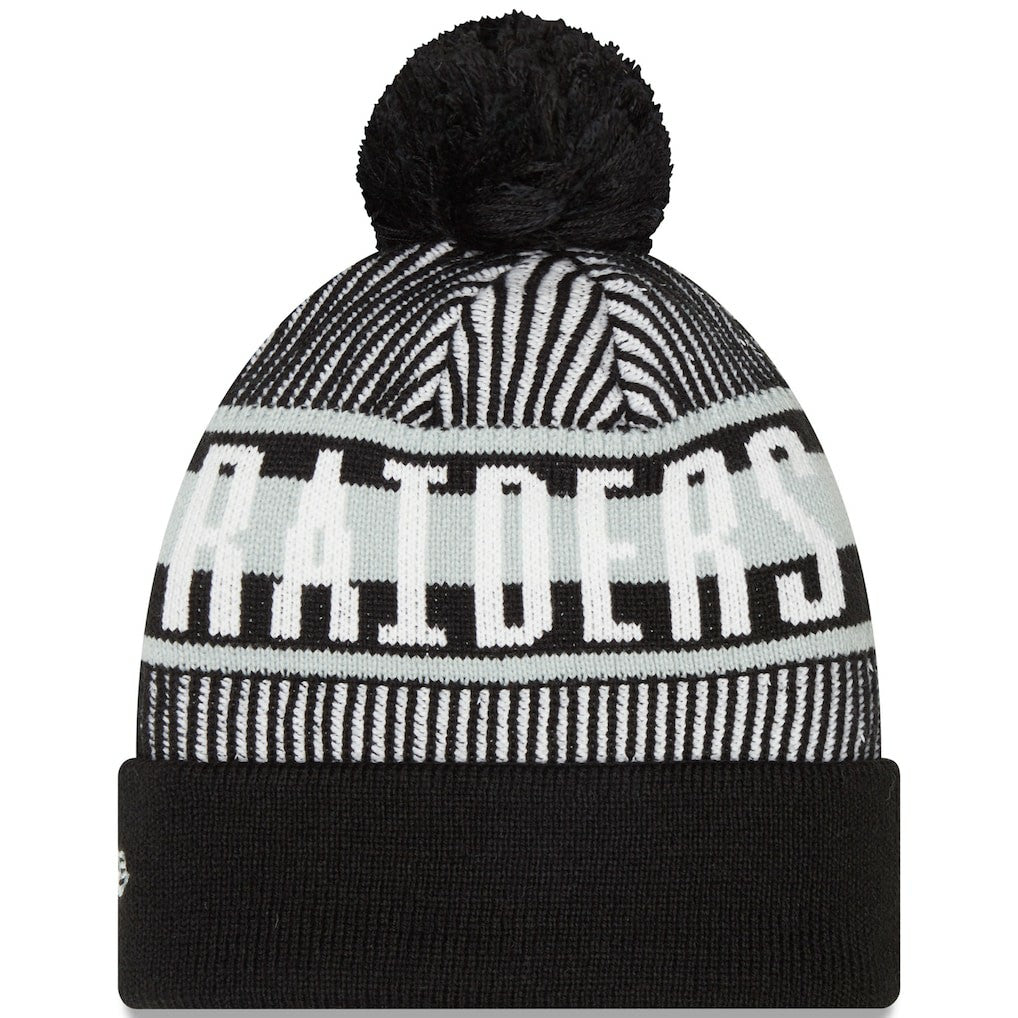 Las Vegas Raiders New Era Striped Cuffed Knit Hat with Pom