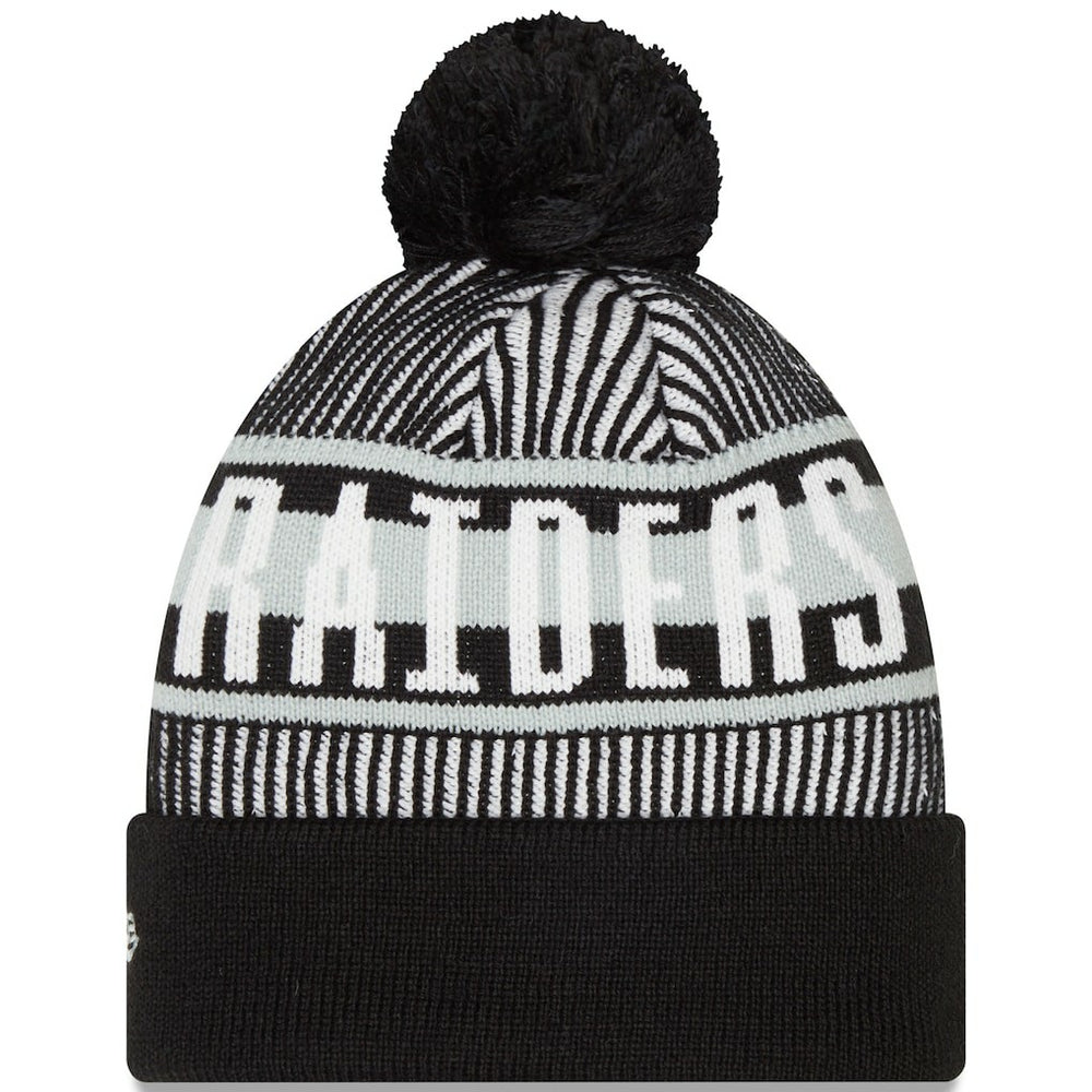 Las Vegas Raiders New Era Striped Cuffed Knit Hat with Pom
