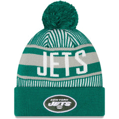 New York Jets New Era Striped Cuffed Knit Hat with Pom