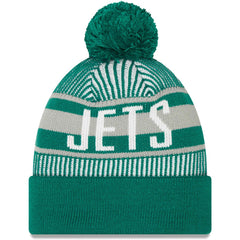 New York Jets New Era Striped Cuffed Knit Hat with Pom