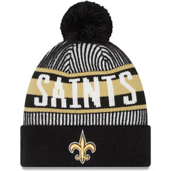 New Orleans Saints New Era Striped Cuffed Knit Hat with Pom