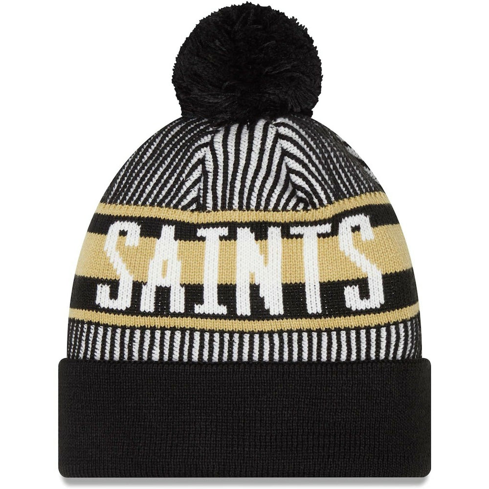 New Orleans Saints New Era Striped Cuffed Knit Hat with Pom
