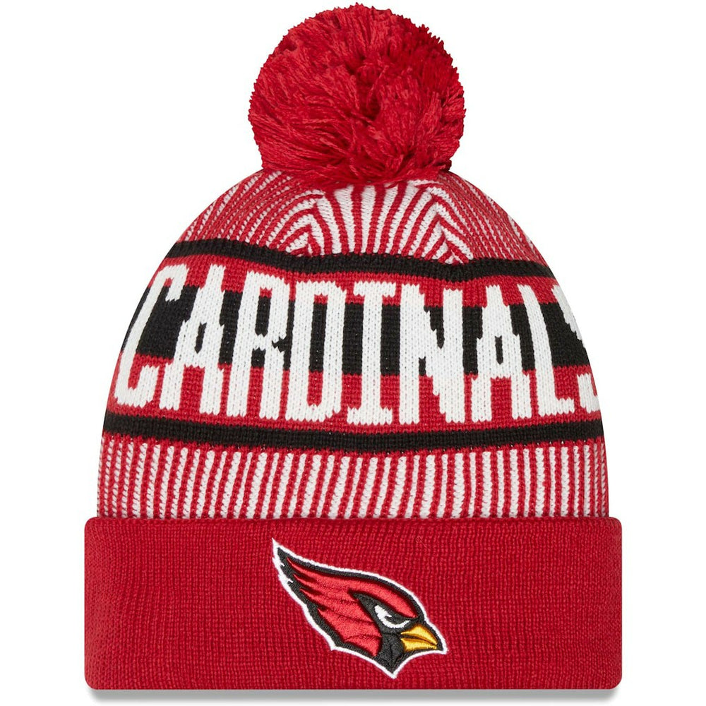 Arizona Cardinals New Era Striped Cuffed Knit Hat with Pom