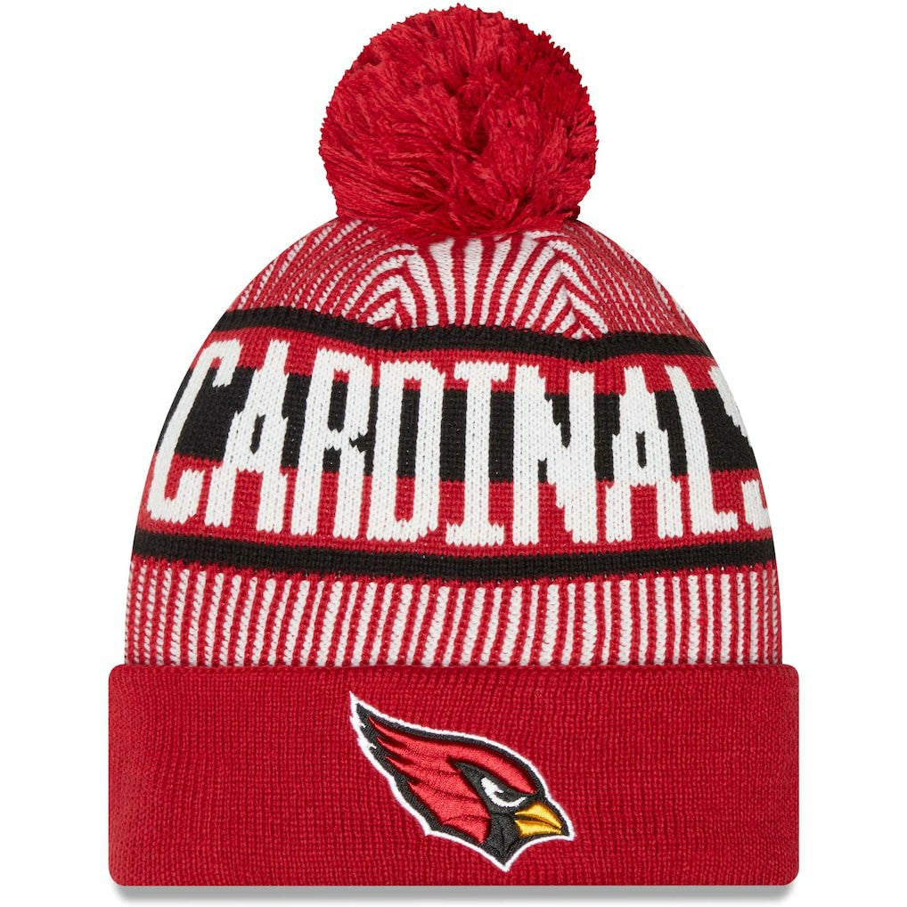 Arizona Cardinals New Era Striped Cuffed Knit Hat with Pom