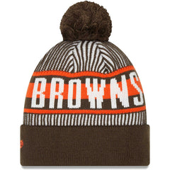 Cleveland Browns New Era Striped Cuffed Knit Hat with Pom