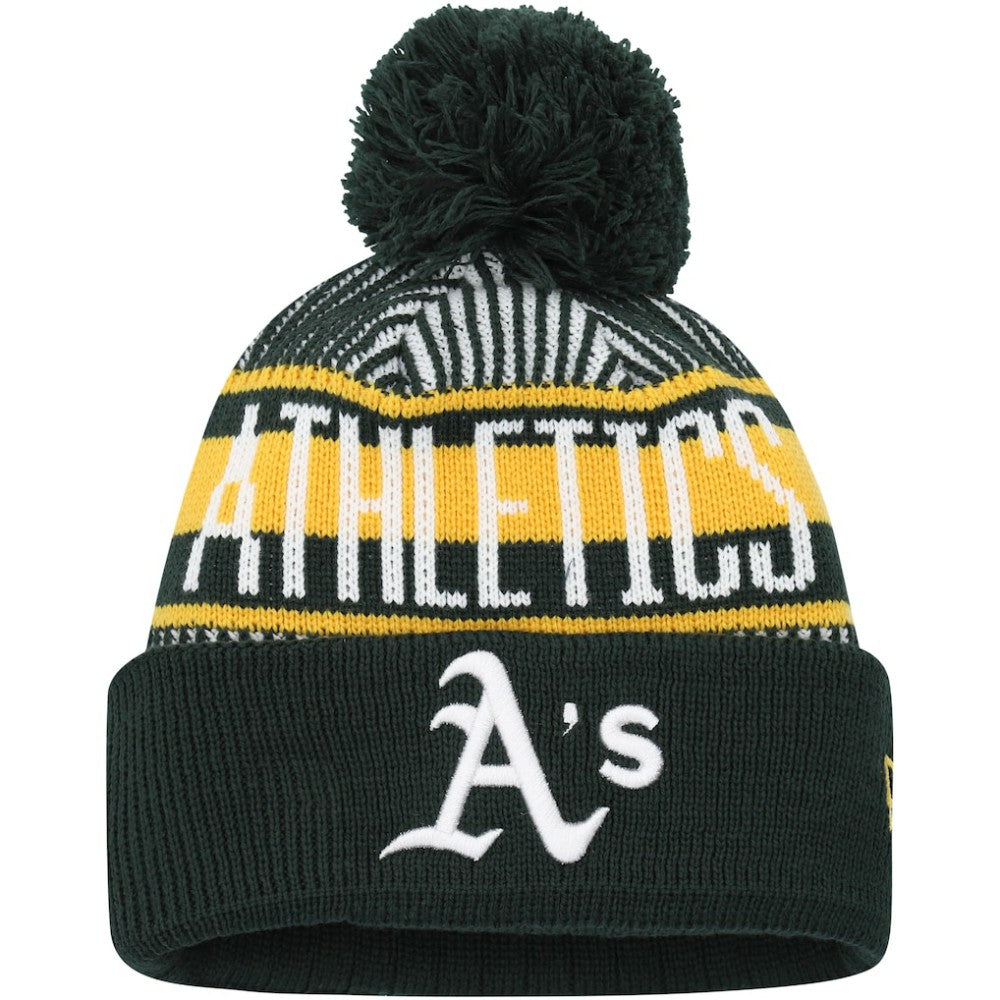Athletics New Era Youth Striped Cuffed Knit Hat with Pom | MLB Online