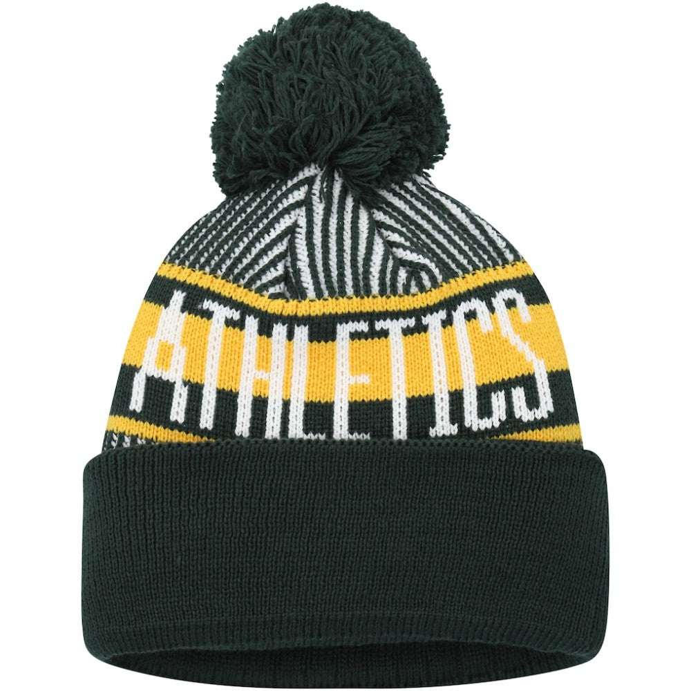 Athletics New Era Youth Striped Cuffed Knit Hat with Pom | MLB Online
