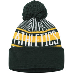 Athletics New Era Youth Striped Cuffed Knit Hat with Pom | MLB Online