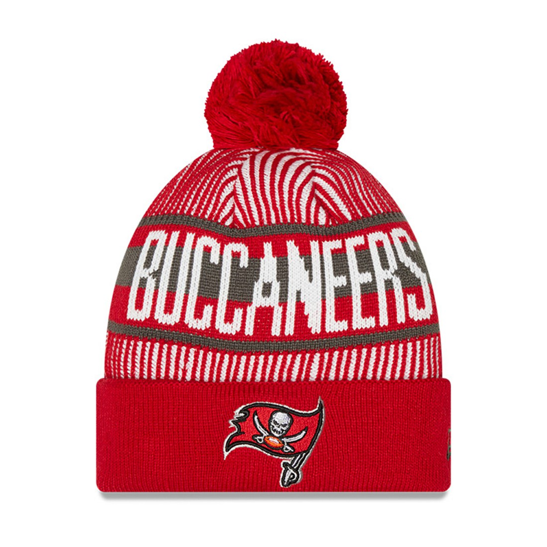Tampa Bay Buccaneers New Era Youth Striped Cuffed Knit Hat with Pom