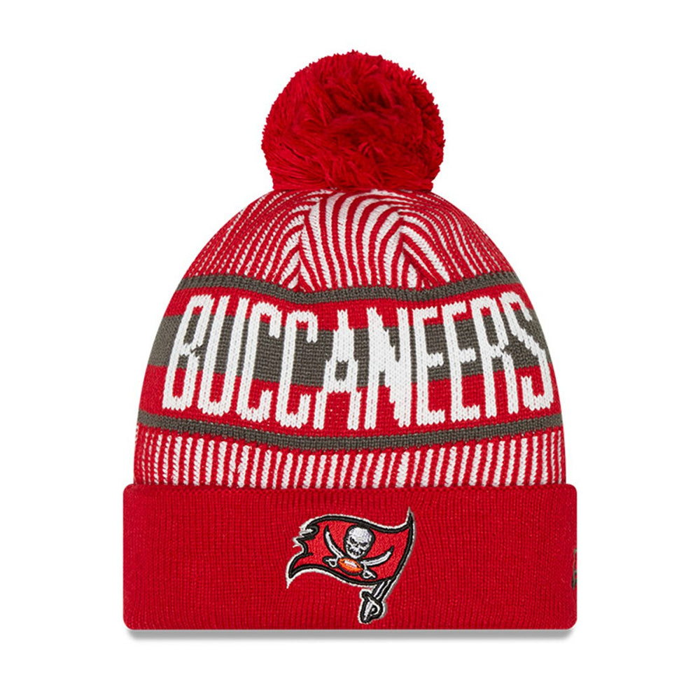 Tampa Bay Buccaneers New Era Youth Striped Cuffed Knit Hat with Pom