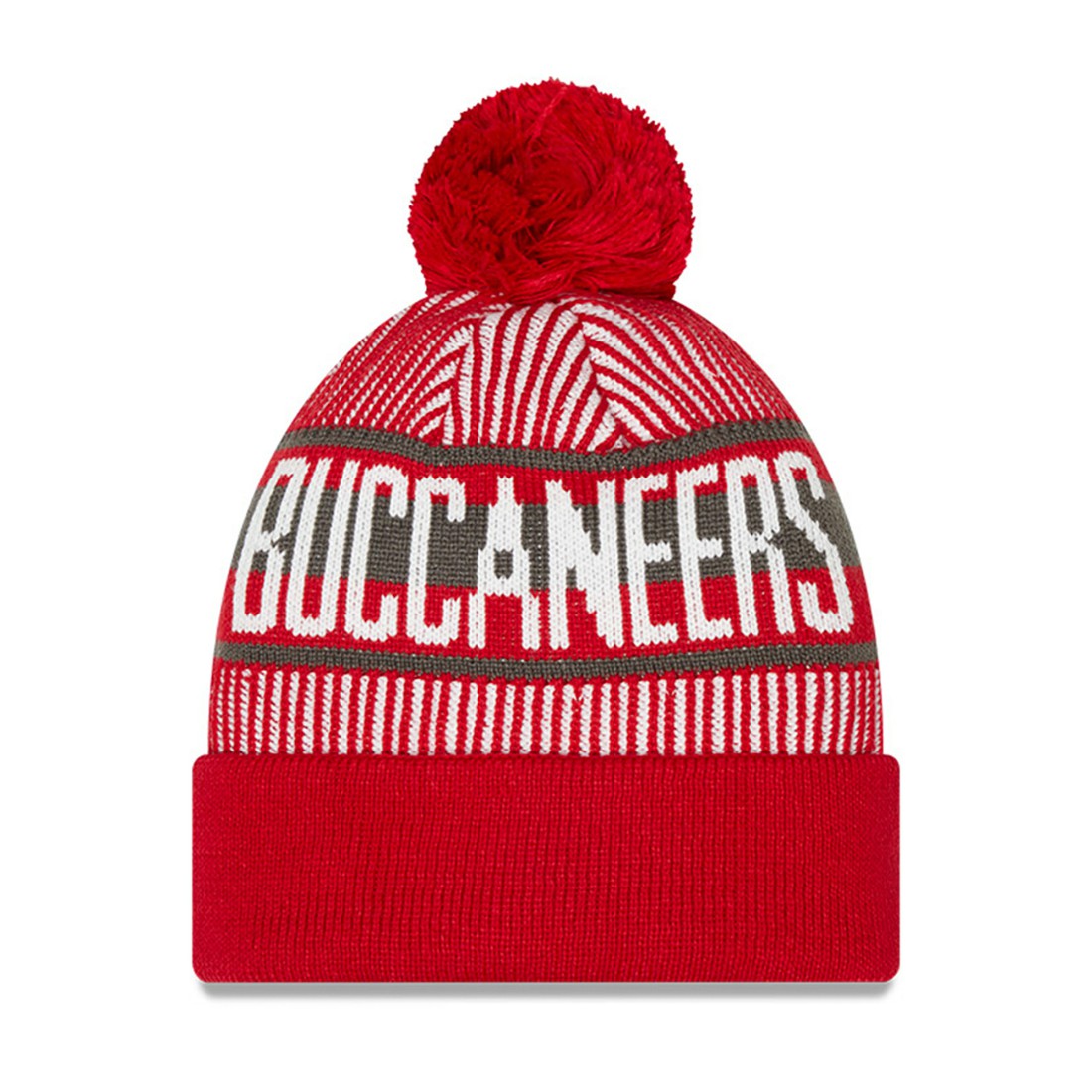 Tampa Bay Buccaneers New Era Youth Striped Cuffed Knit Hat with Pom