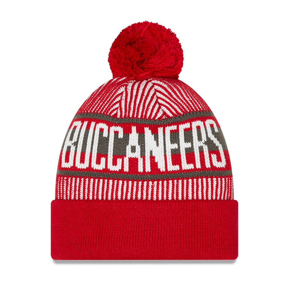 Tampa Bay Buccaneers New Era Youth Striped Cuffed Knit Hat with Pom
