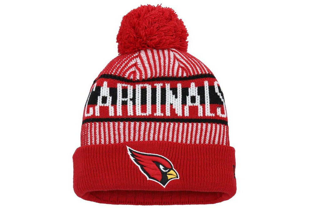Arizona Cardinals New Era Youth Striped Cuffed Knit Hat with Pom
