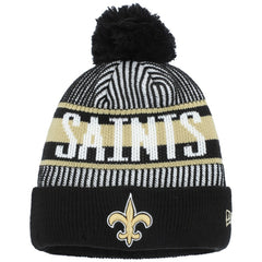 New Orleans Saints New Era Youth Striped Cuffed Knit Hat with Pom