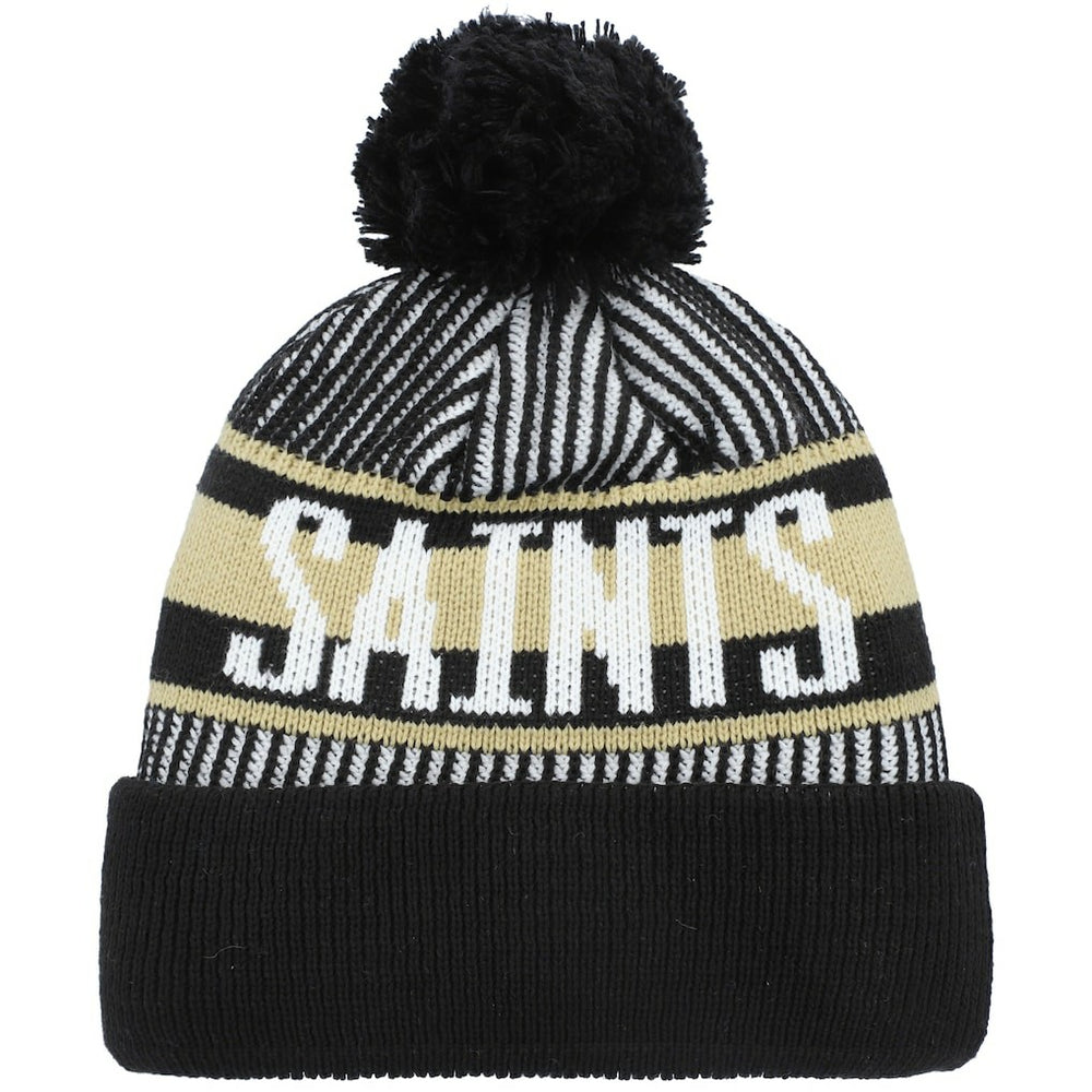New Orleans Saints New Era Youth Striped Cuffed Knit Hat with Pom