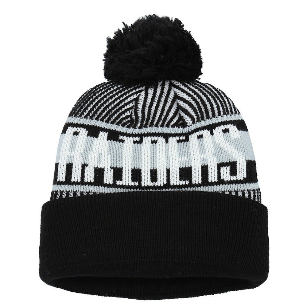 Las Vegas Raiders New Era Youth Striped Cuffed Knit Hat with Pom
