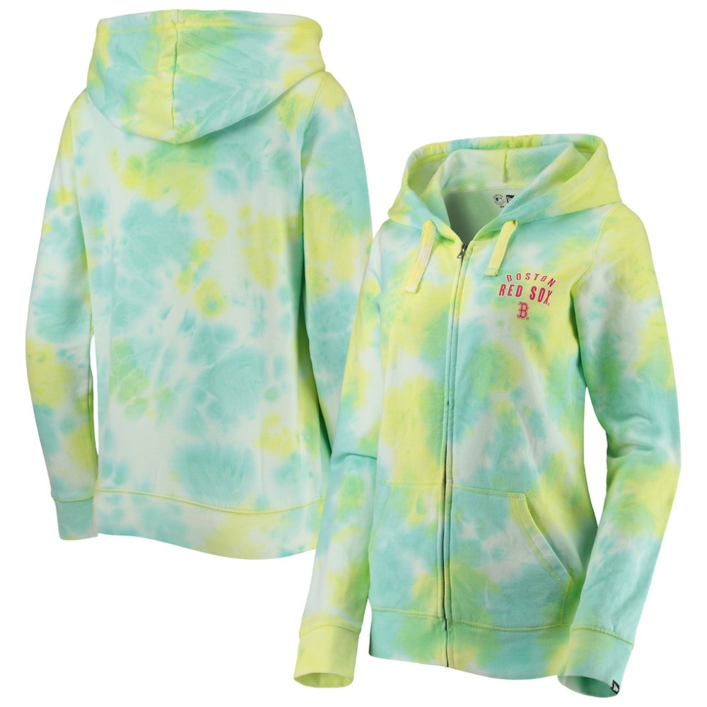 Boston Red Sox New Era Women's Tie-Dye Full-Zip Hoodie | MLB New