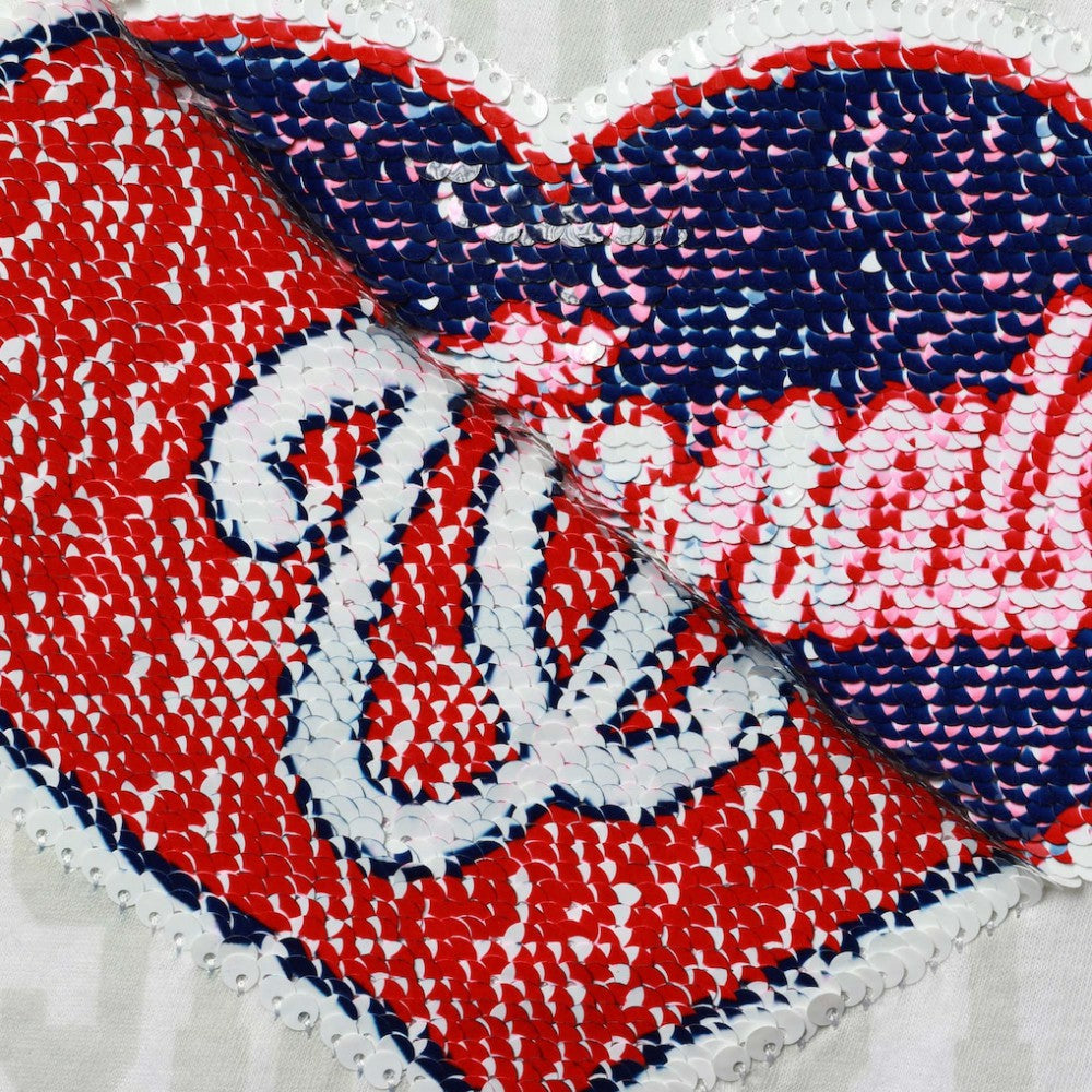 Washington Nationals New Era Girls Youth Flip Sequin Heart Crop Top | MLB Shop