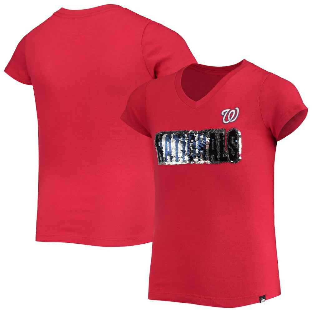 Washington Nationals New Era Girls Youth Flip Sequin Team T-Shirt | MLB Sale