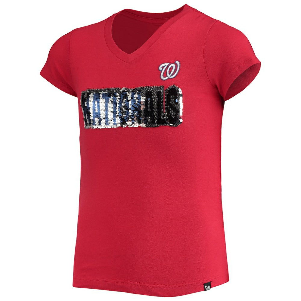 Washington Nationals New Era Girls Youth Flip Sequin Team T-Shirt | MLB Sale