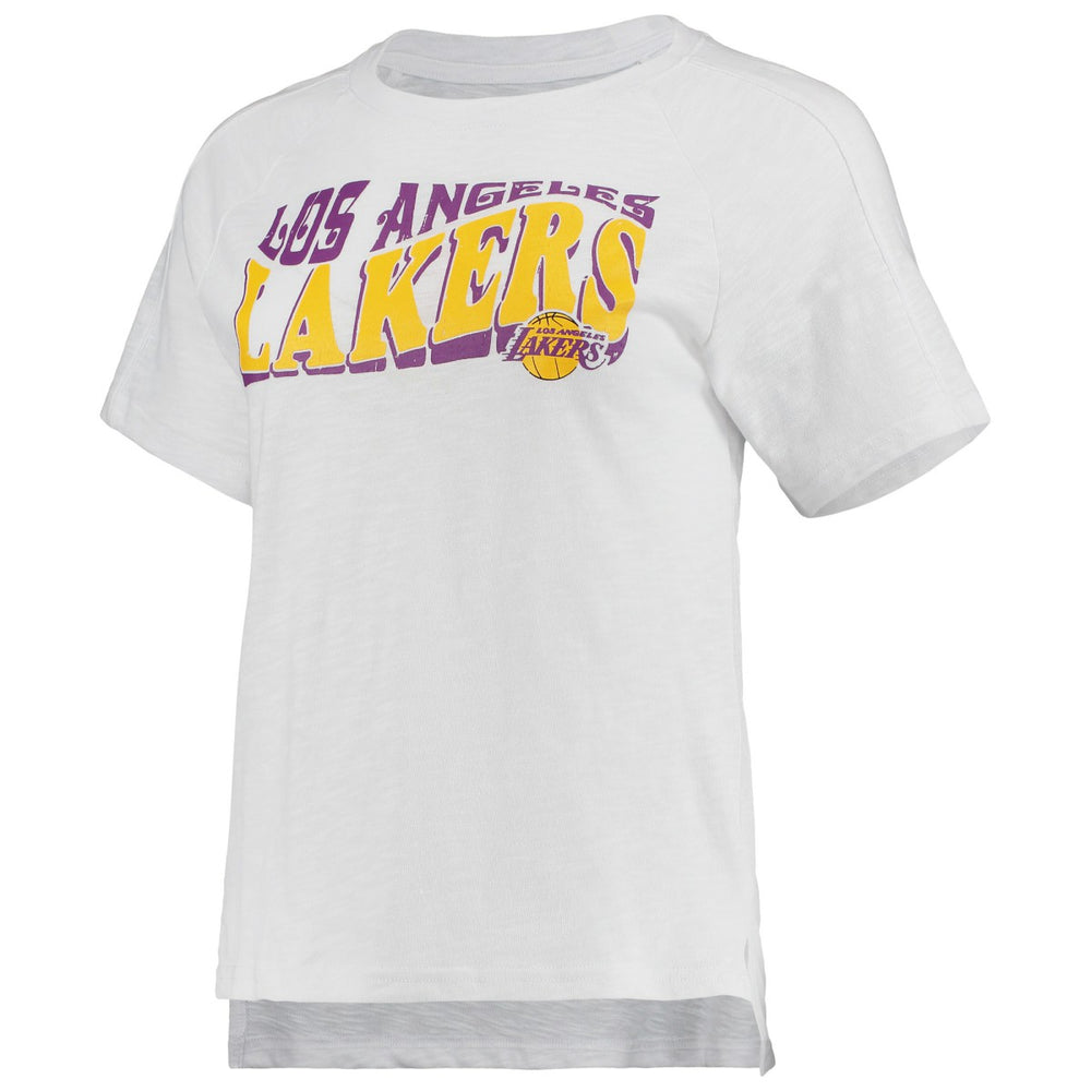 Los Angeles Lakers Concepts Sport Women's Resurgence Slub Burnout Raglan Top & Shorts Sleep Set On Sale