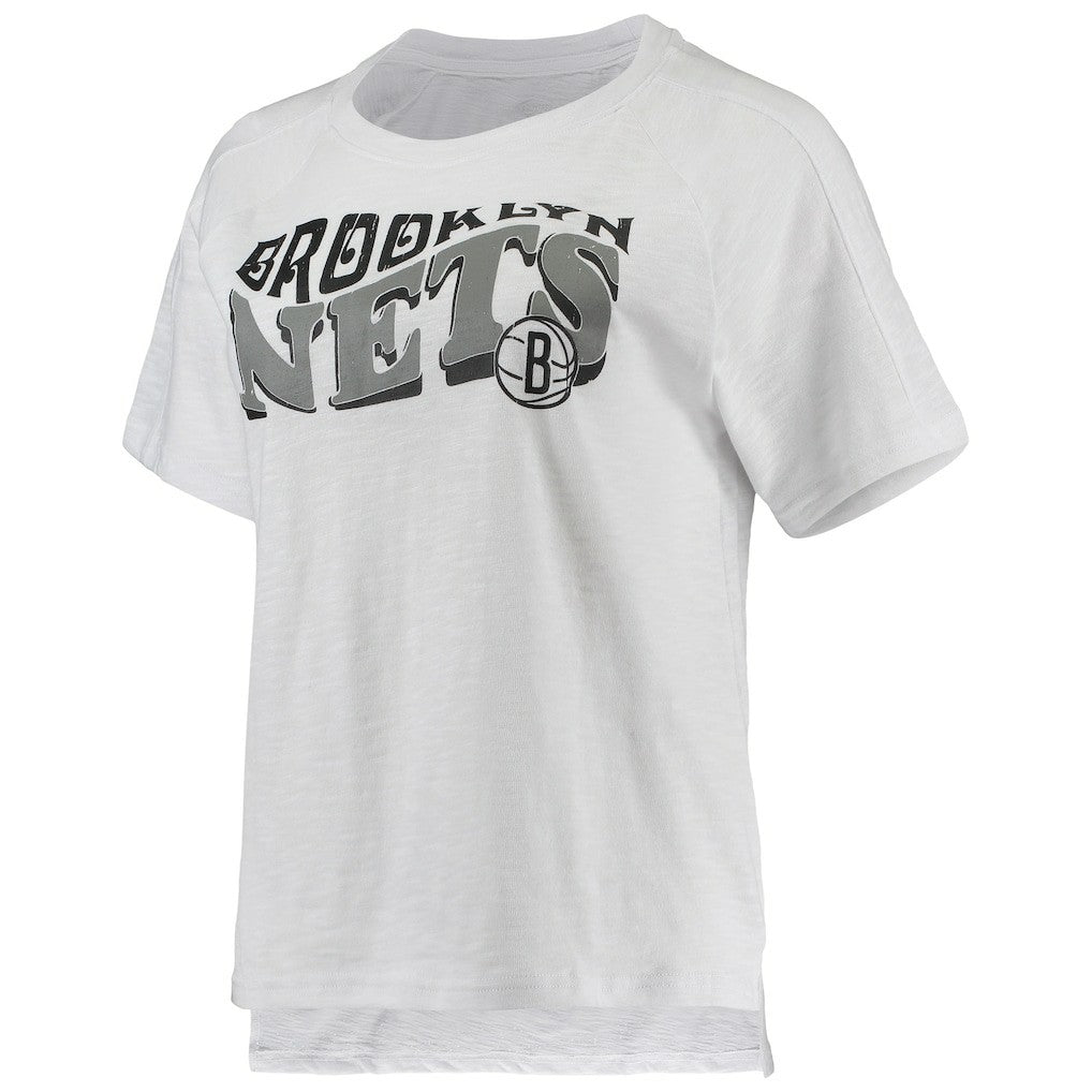 Brooklyn Nets Concepts Sport Women's Resurgence Slub Burnout Raglan Top & Shorts Sleep Set New