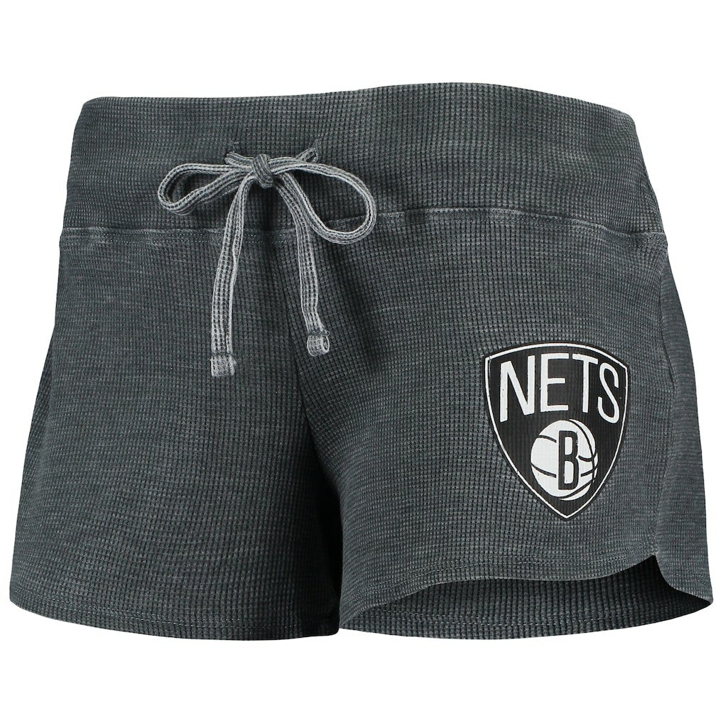 Brooklyn Nets Concepts Sport Women's Resurgence Slub Burnout Raglan Top & Shorts Sleep Set New