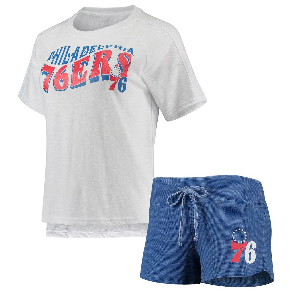 Philadelphia 76ers Concepts Sport Women's Resurgence Slub Burnout Raglan Top & Shorts Sleep Set For Sale
