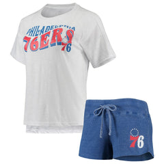 Philadelphia 76ers Concepts Sport Women's Resurgence Slub Burnout Raglan Top & Shorts Sleep Set For Sale