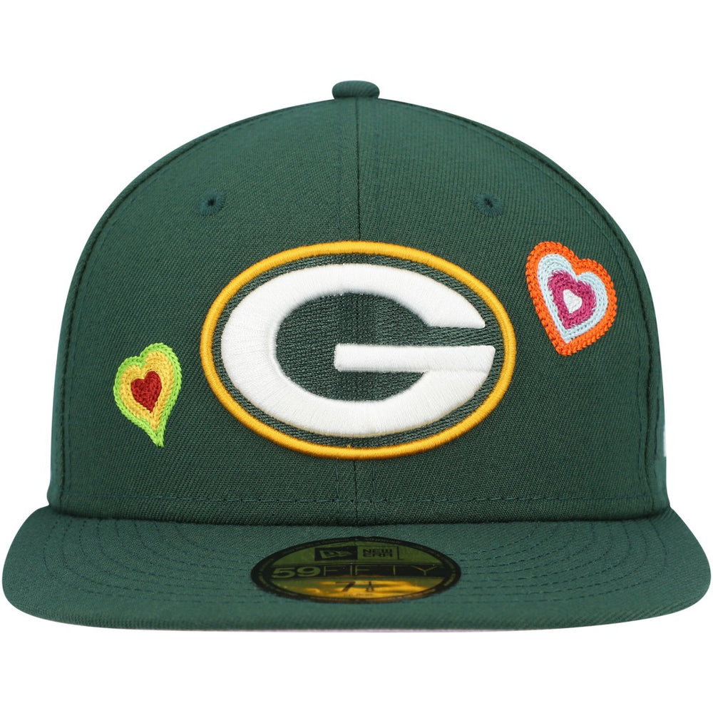 Green Bay Packers New Era Chain Stitch Heart 59FIFTY Fitted Hat