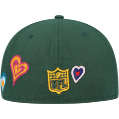Green Bay Packers New Era Chain Stitch Heart 59FIFTY Fitted Hat